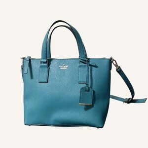 Kate Spade Lucie Satchel Crossbody Teal Green Leather Cameron Street  Zip Close
